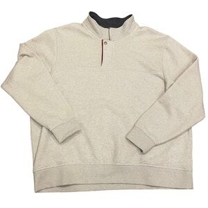 Orvis Pullover Beige Crewneck Collared Sweatshirt 1/4 Zip Button M’s Sz XXL 2XL